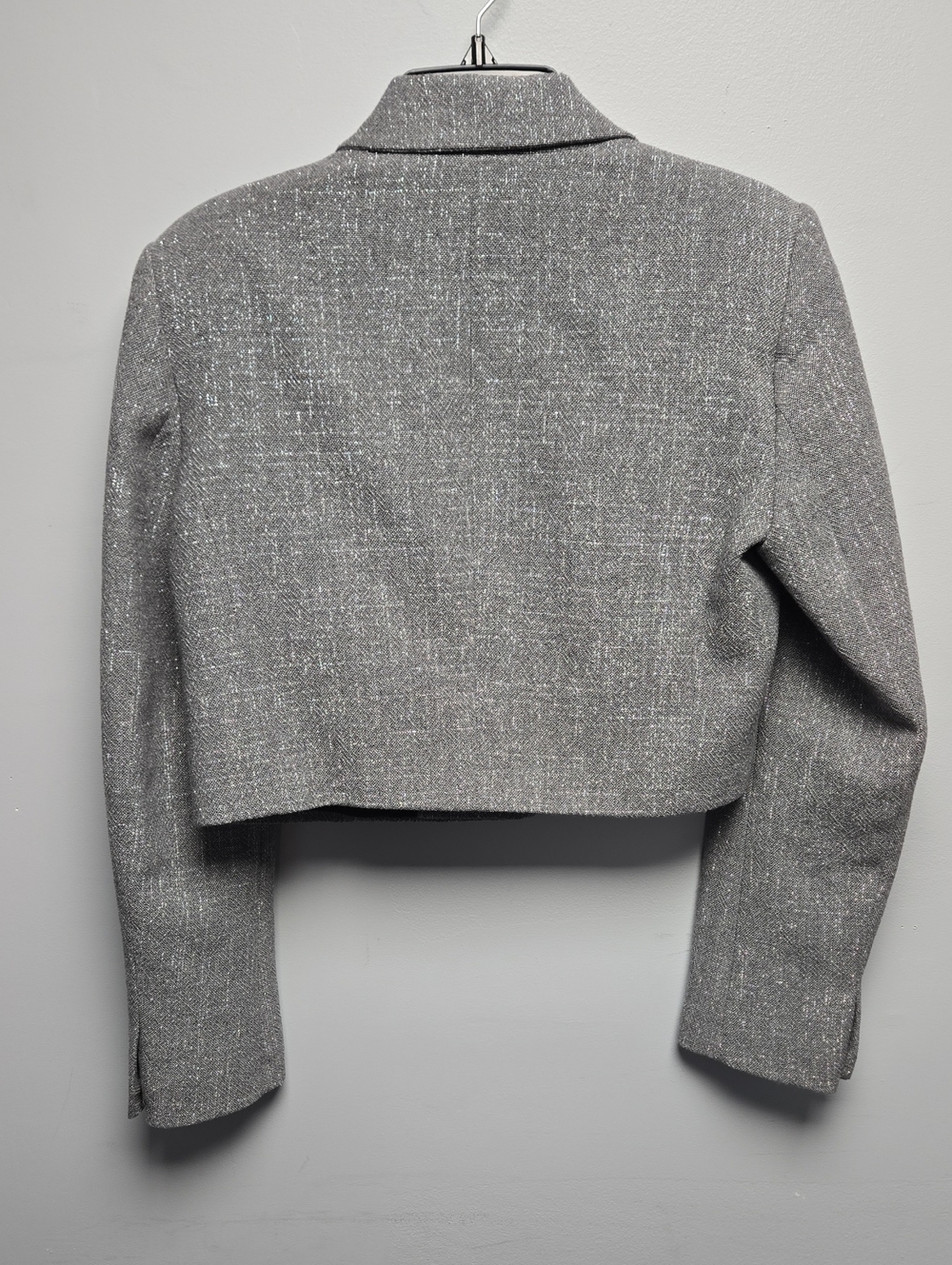 Zara Grey Cropped Single Button Blazer Jacket Size M - Picture 7 of 11